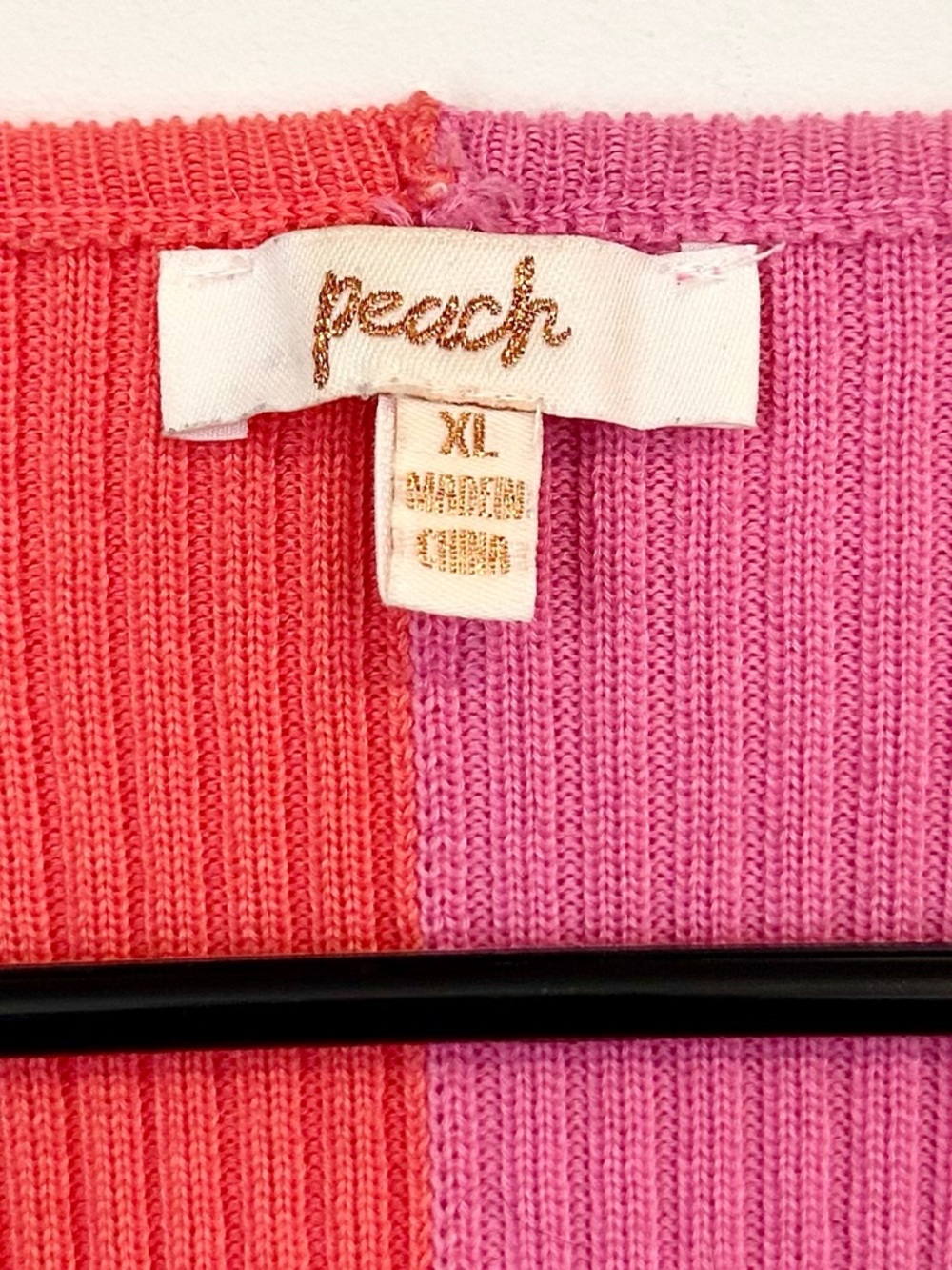 Peach Colorblock Wrap Ribbed Crop Top - Coral & Pink - Size: Extra Large - Picture 2 of 5